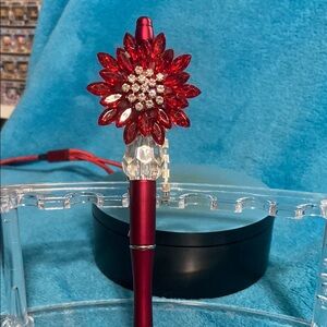 Red Floral Crystal Pen